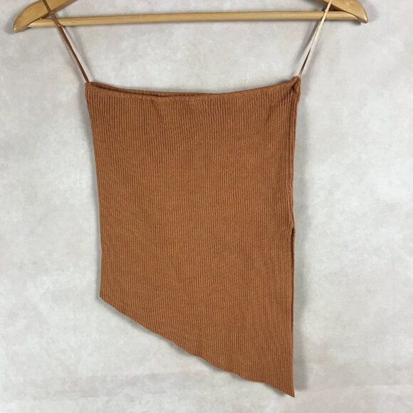 Brown Ribbed Asymmetrical Tube Top PAPERMOON Size MEDIUM - Picture 8 of 8